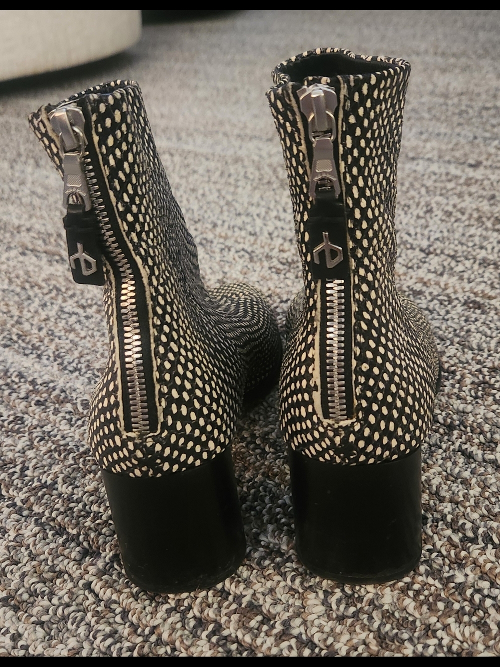 rag & bone Black and Cream Spotted Ankle Booties - Picture 2 of 7